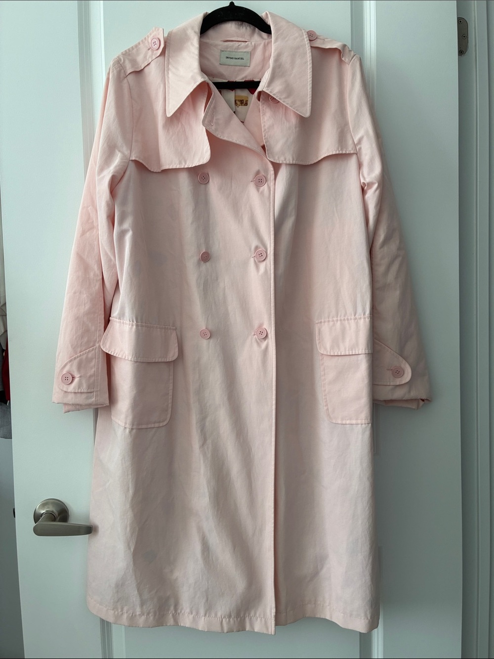 Irving Samuel Cotton/Nylon Trench Coat - Baby Pink with Pattern Inside